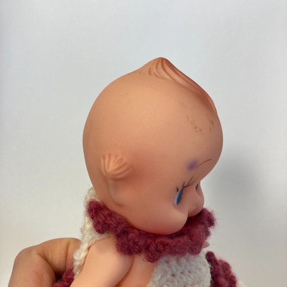 Vintage Kewpie Doll Soft Vinyl Rubber 7.5" moveable arm legs jointed Blue Eyes - Picture 14 of 15